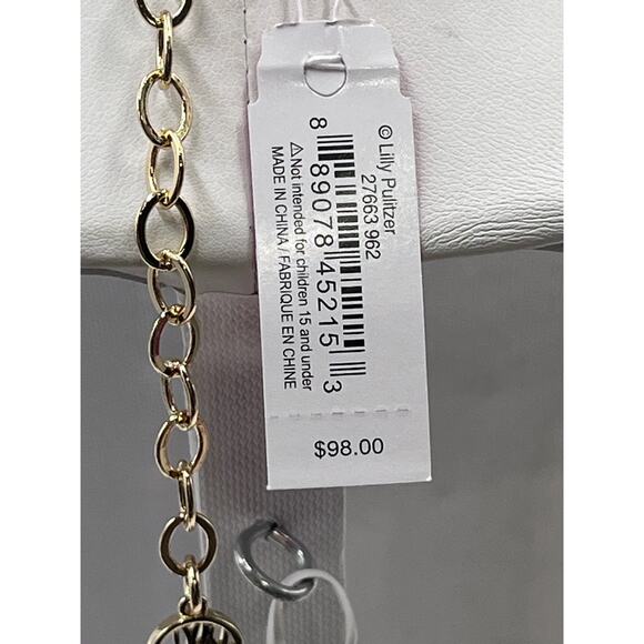 Lilly Pulitzer Pink "Pop The Bubbly" Beaded Rhinestone Gold Tone Necklace New - Picture 7 of 8